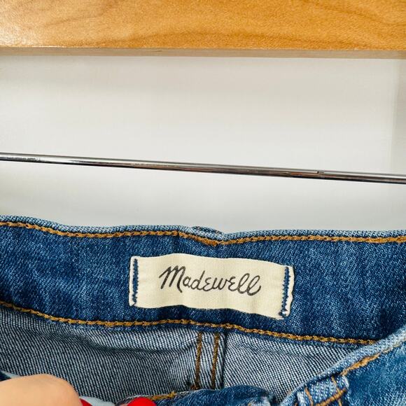Madewell Wide Leg Crop Jeans Size 29 Medium Wash Denim Raw Hem High Rise - Picture 9 of 10